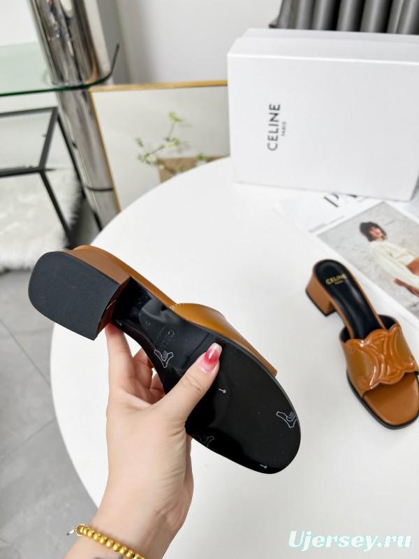 2025 Women Celine Brown Leather Sandals