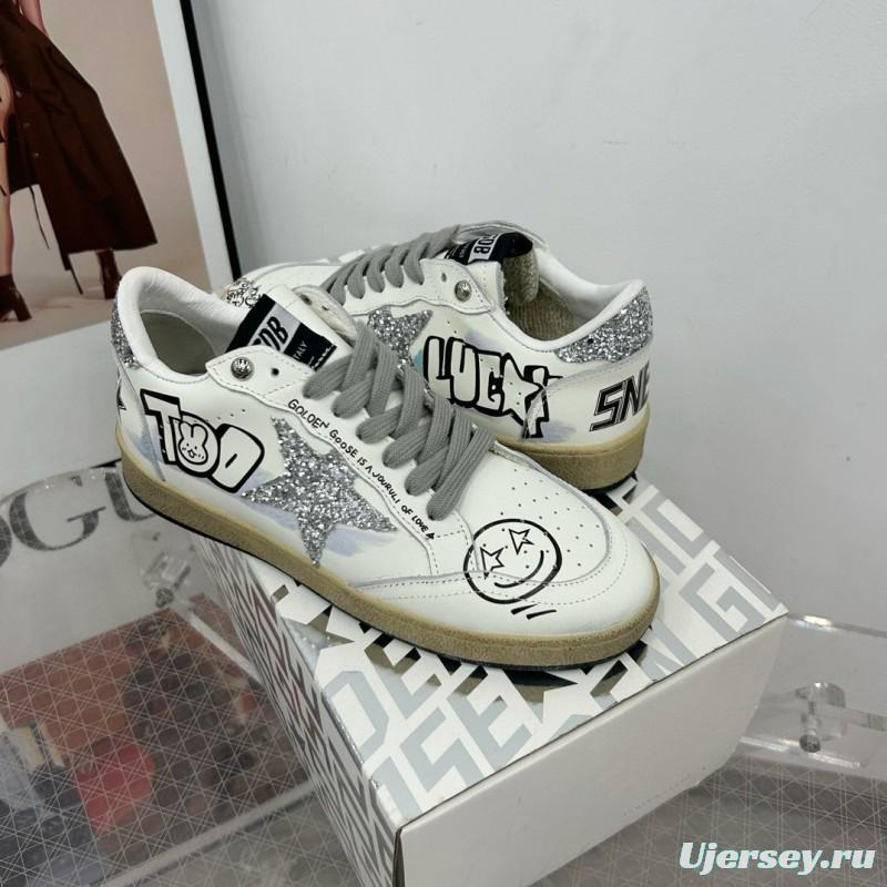 2024 Unisex GGDB White Black Glitter Leather Low-top Sneakers MJ00260