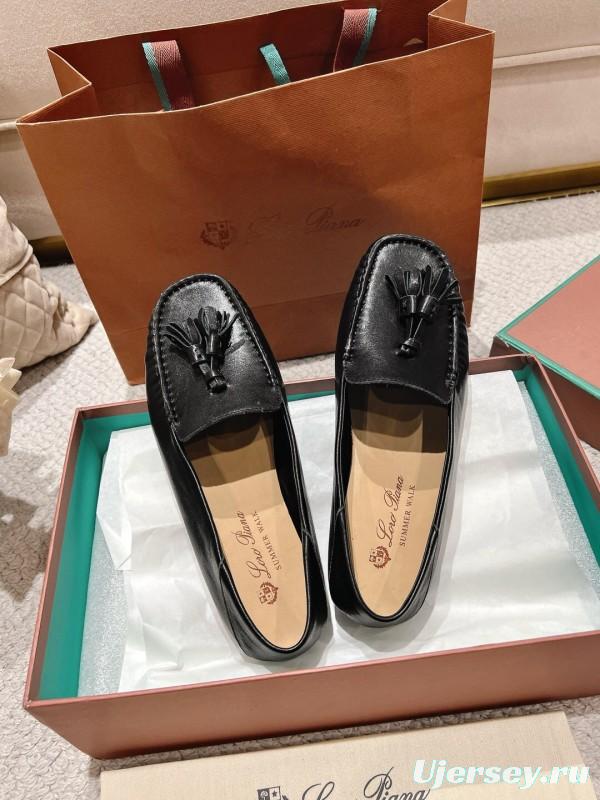2025 Women LP Black Leather Loafers Tassel LY00291