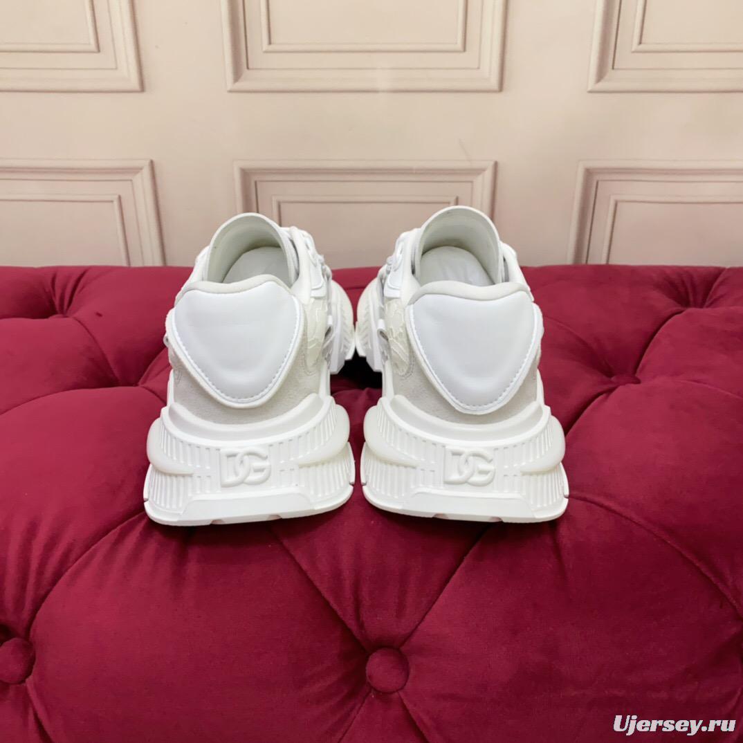 2025 Women Dolce & Gabbana White Mesh Leather Sneakers LY00340