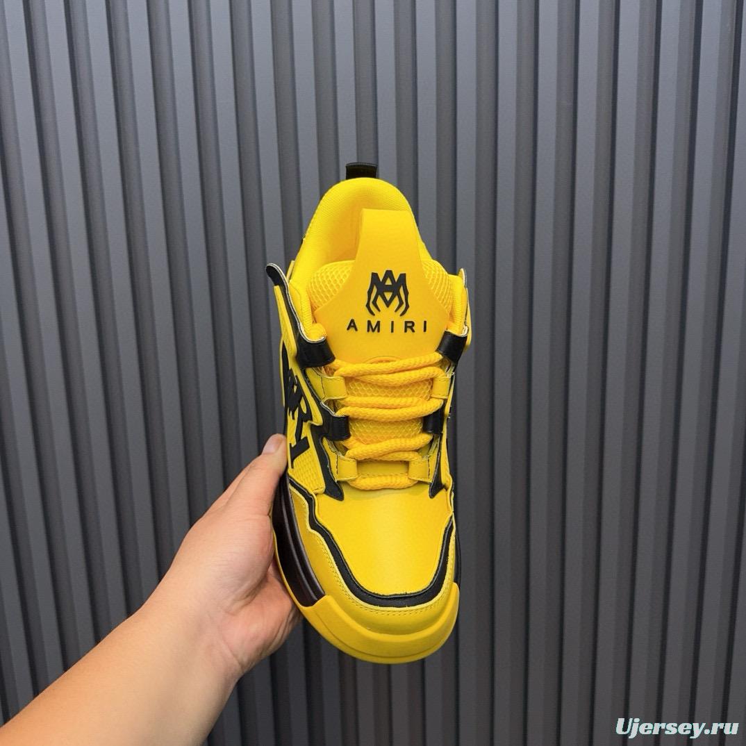 2024 Unisex Amiri Yellow Black Leather Sneakers MJ00410