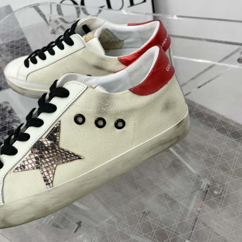 2025 Women GGDB White Red Leather Star Sneakers