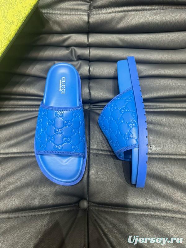 2024 Slippers Gucci Blue Leather Slippers MJ00200