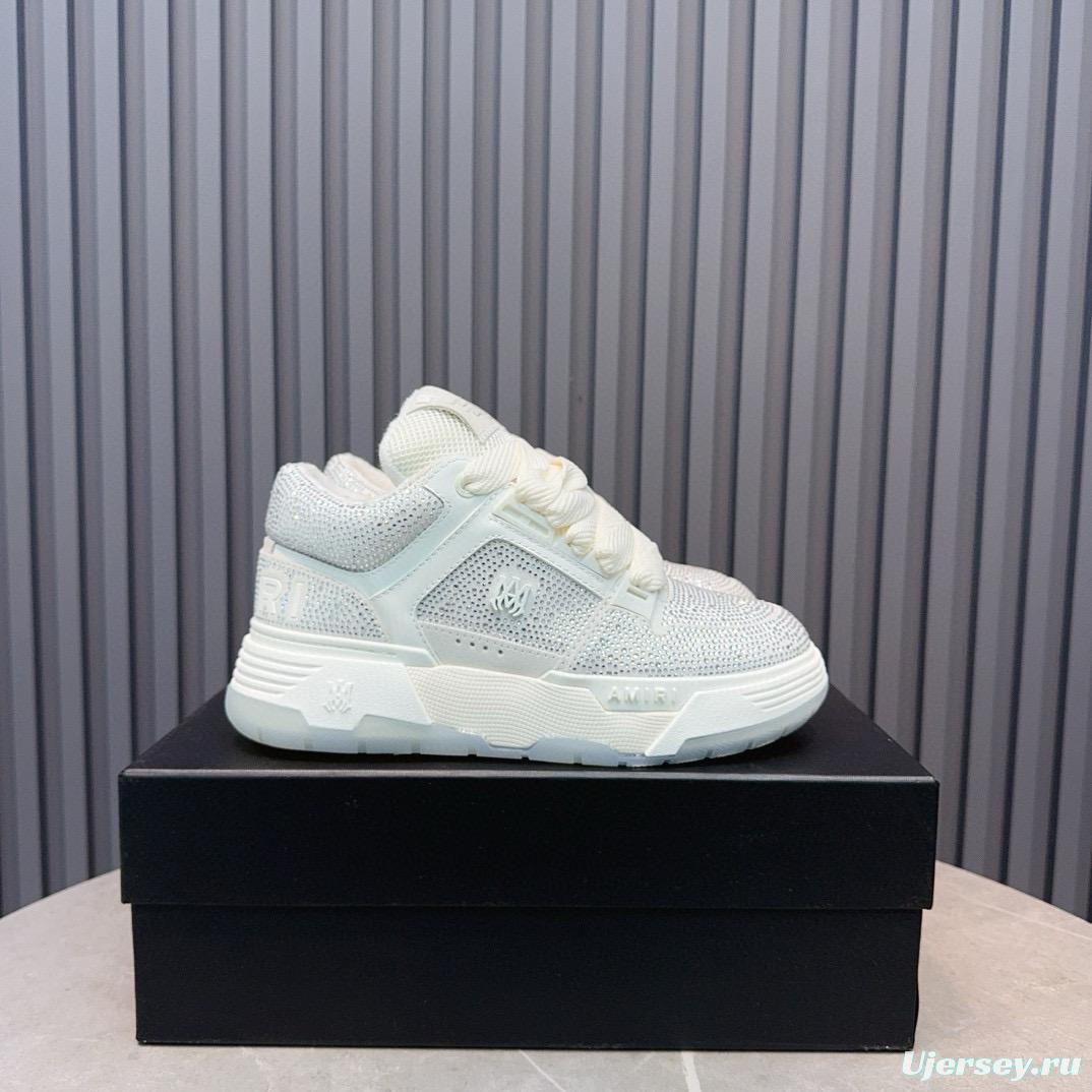 2024 Unisex Amiri White Mesh Leather Sneakers MJ00410
