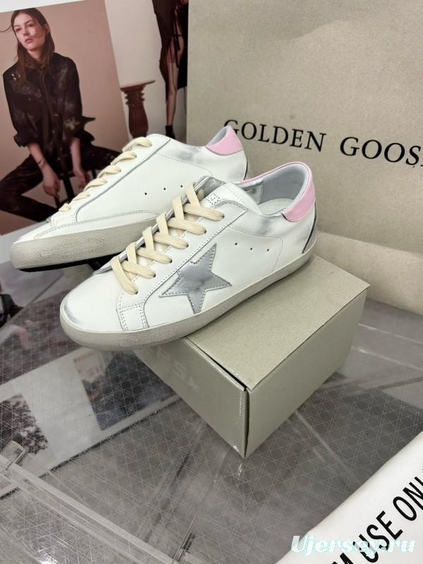 2025 Women GGDB White Pink Cowhide Leather Sneakers
