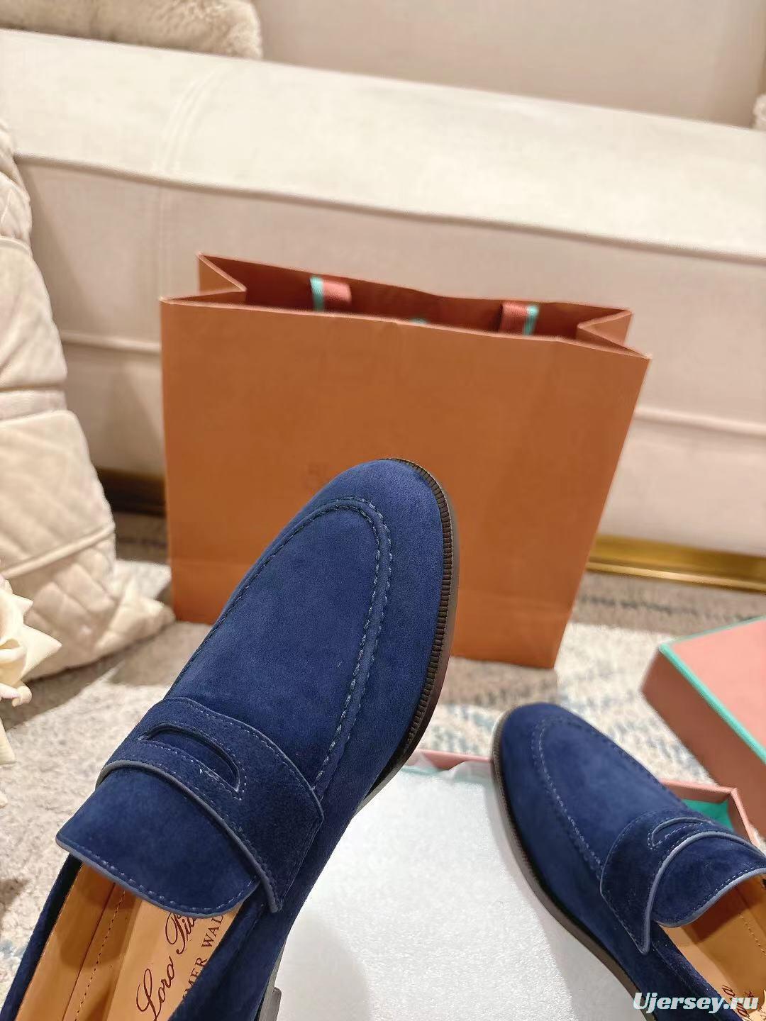 2025 Women LP Navy Suede Loafers LY00320