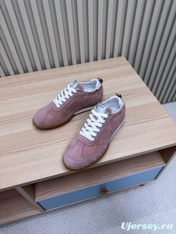 2025 Women Hermès Pink Suede Sneakers KFY00300