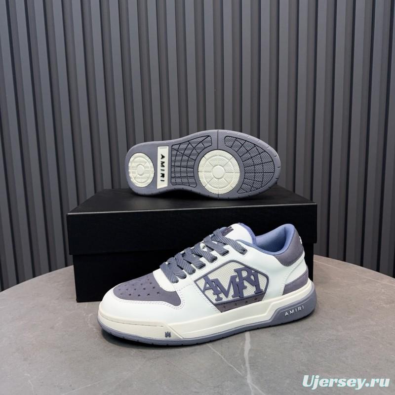 2025 Unisex Amiri White Grey Leather Sneakers MJ00360