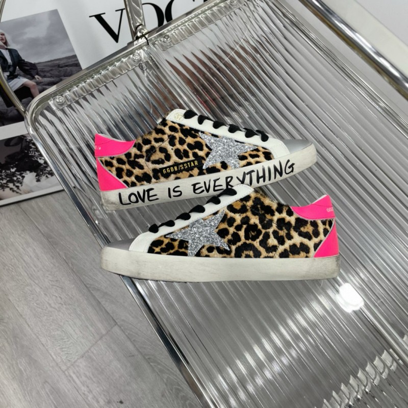 2025 Women GGDB Leopard Pink Leather Suede Sneakers