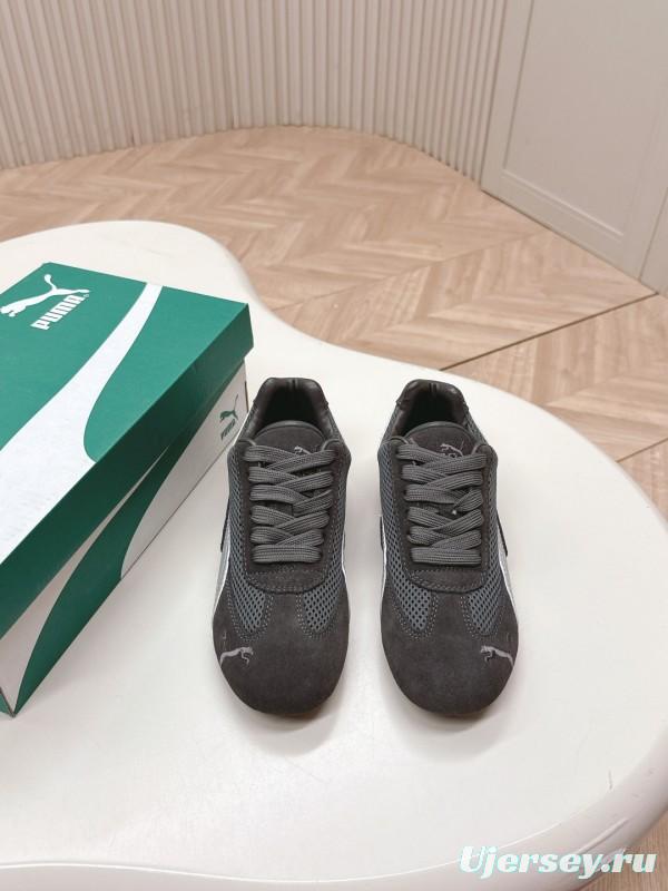 2025 Women Puma Grey White Suede Mesh Sneakers LY00280