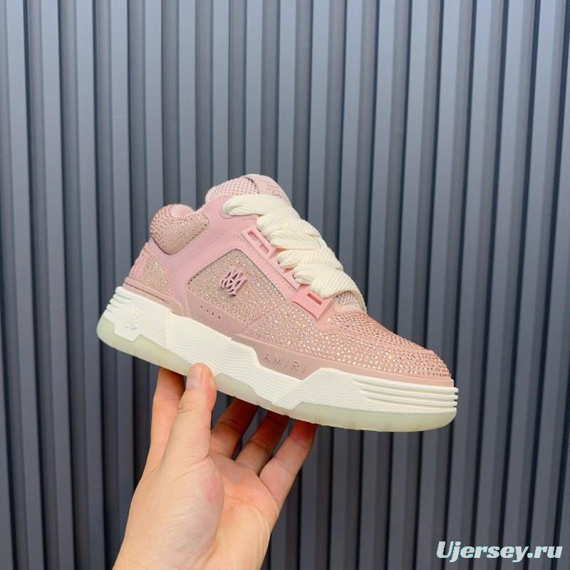 2024 Women Amiri pink mesh leather sneakers MJ00410
