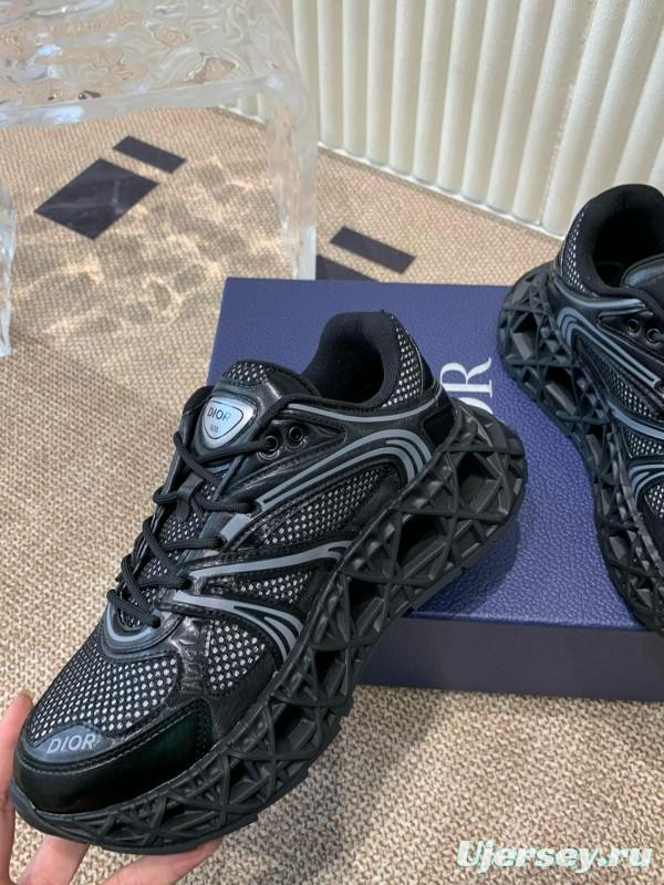 2024 Unisex Dior Black Mesh Leather Sneakers MJ00400