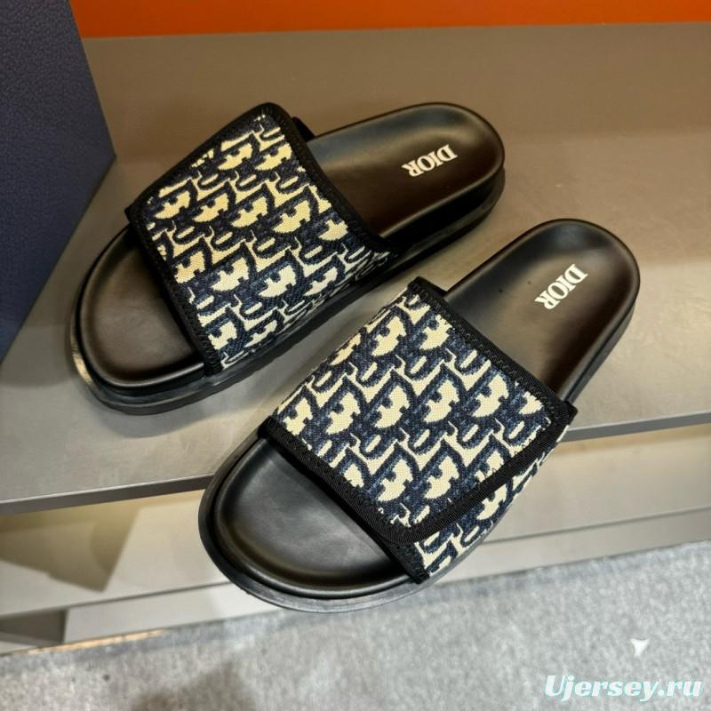 2024 Dior Black Canvas Slippers MJ00180