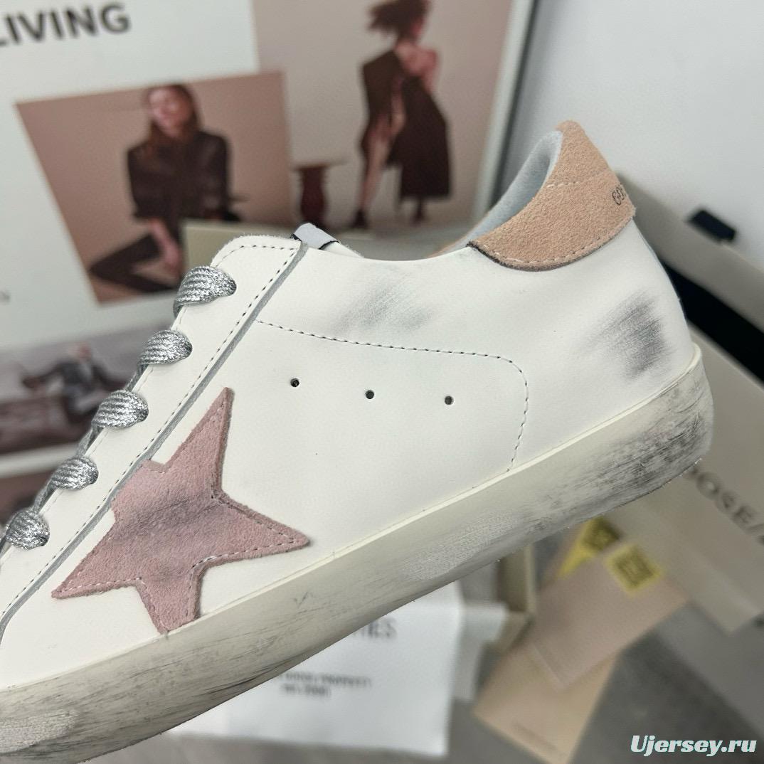 2025 Unisex GGDB White Pink Leather Sneakers