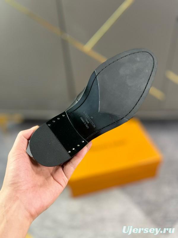 2024 Men Louis Vuitton Black Leather Loafers MJ00290