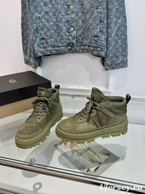 2024 Unisex UGG Black Chestnut Military Green Sheepskin Work Boots MJ00300