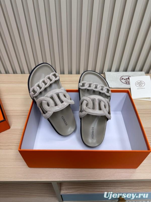 2025 Slippers Hermès Grey Suede Slippers