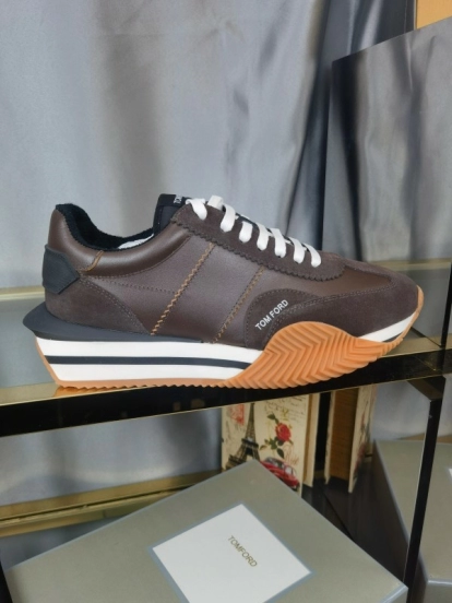 2025 Unisex TOM FORD Brown Black White Leather Cow Leather Sneakers LY00360(F)/LY00370(M)