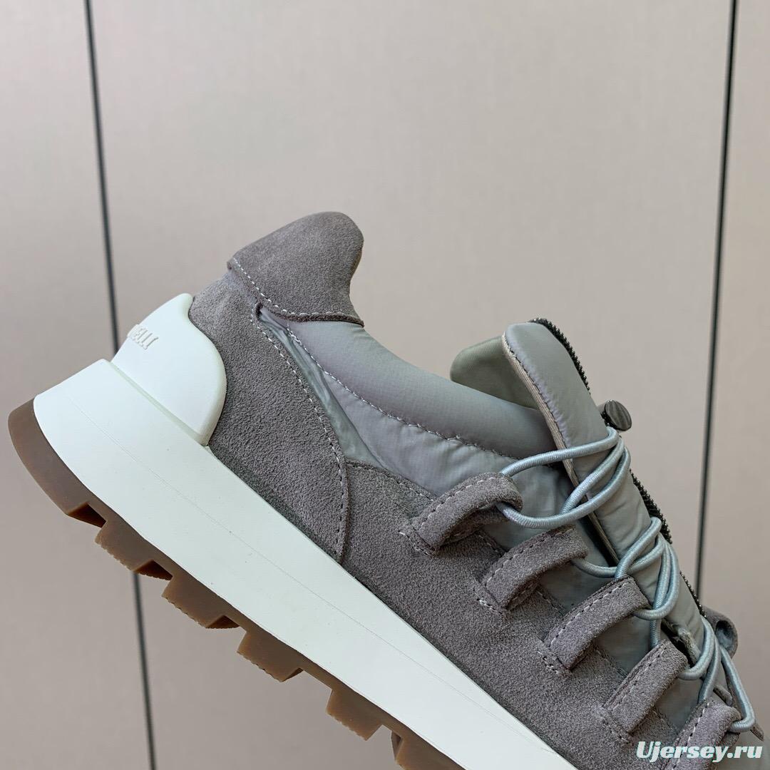 2025 Unisex Brunello Cucinelli Grey Beige Suede Leather Sneakers LY