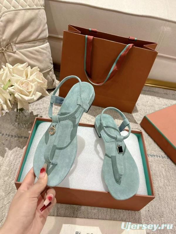 2025 Women LP Light Blue Suede Sandals LY00250