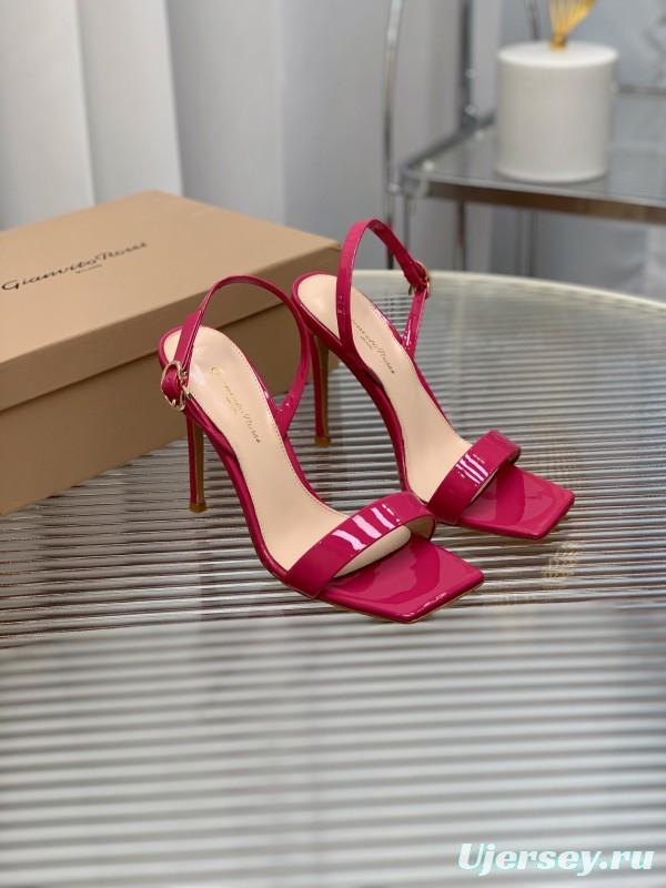 2025 Women Gianvito Rossi Pink Patent Leather High Heel Sandals