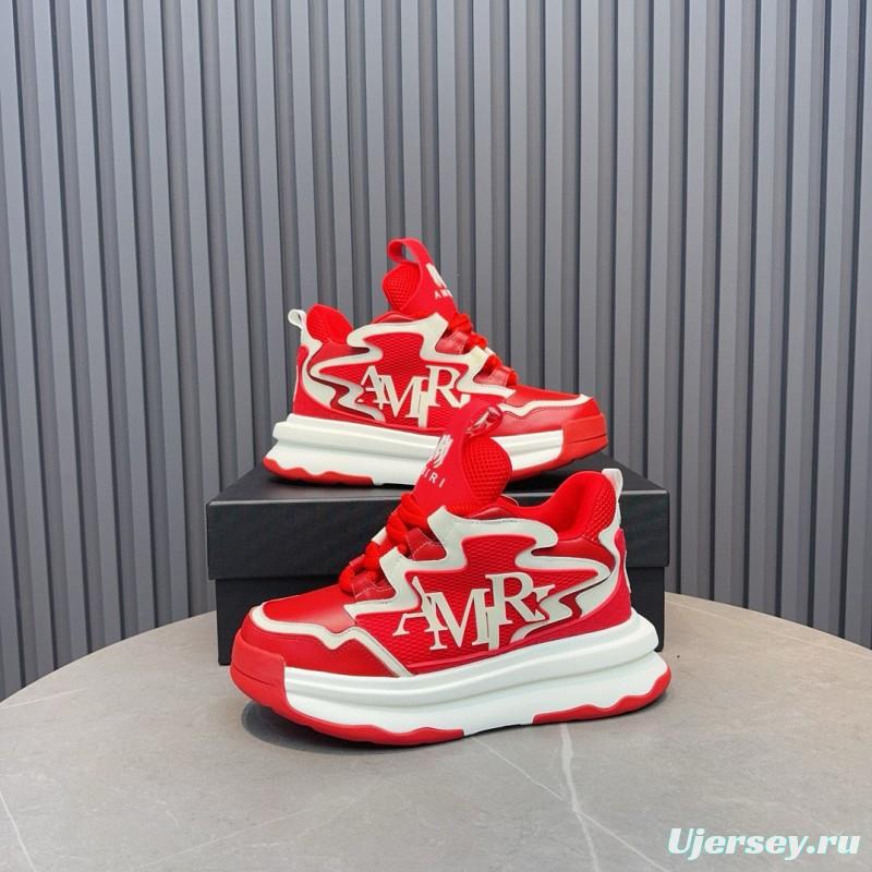 2024 Men Amiri Red White Leather Sneakers MJ00400