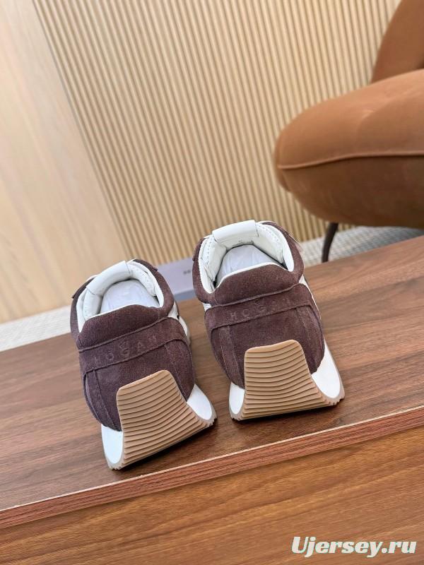 2025 Unisex HOGAN Burgundy White Suede Leather Sneakers