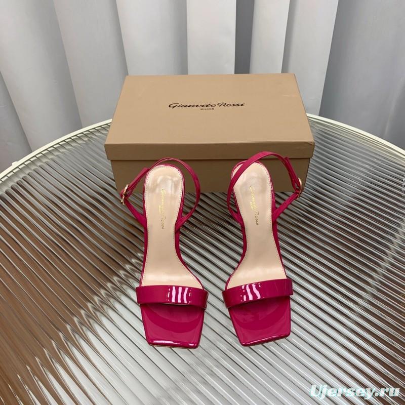 2025 Women Gianvito Rossi Pink Patent Leather High Heel Sandals