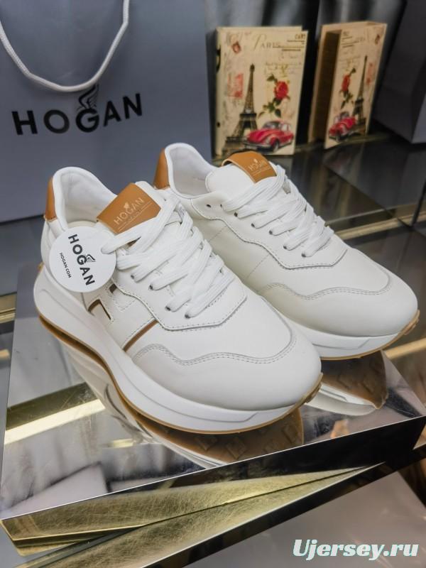 2025 Women HOGAN White Beige Leather Sneakers LY00360(F)