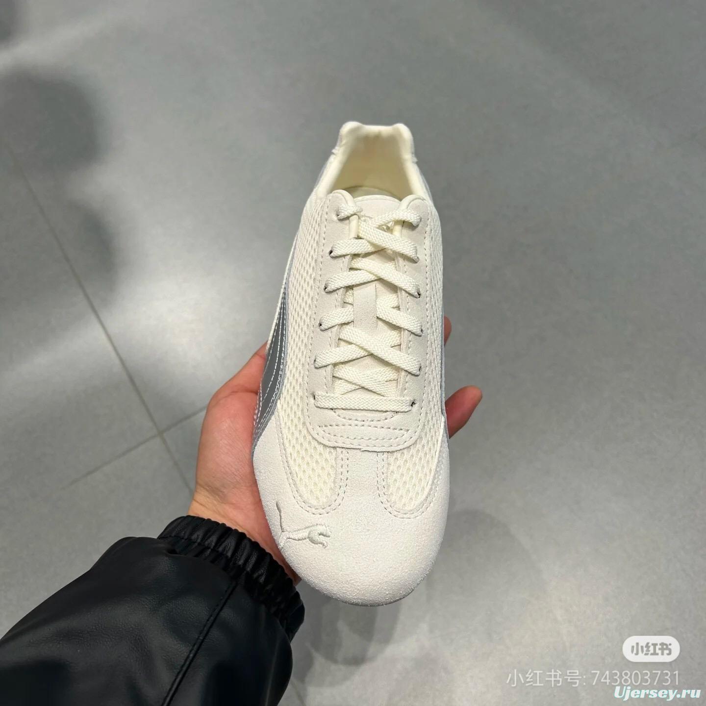 2025 Unisex Puma Milk White Grey Suede Mesh Sneakers SPEEDCAT KFY00260