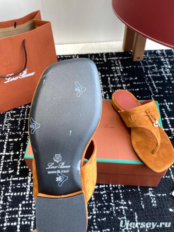 2025 Women Le Parmentier Brown Suede Thong Sandals KFY00280