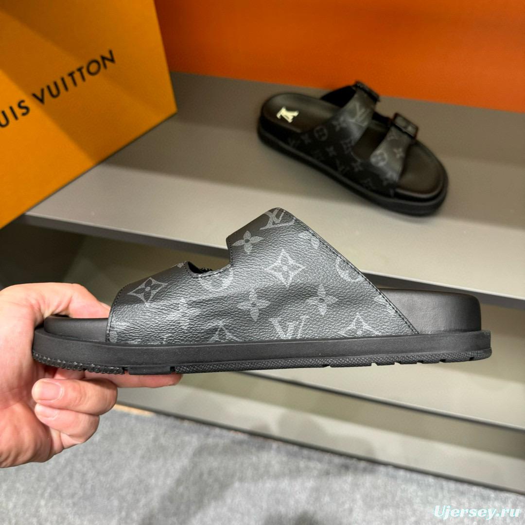 2024 Louis Vuitton Black Leather Slippers MJ00210