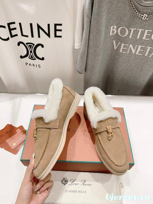 2024 Slippers LP Beige Suede Fur Loafers