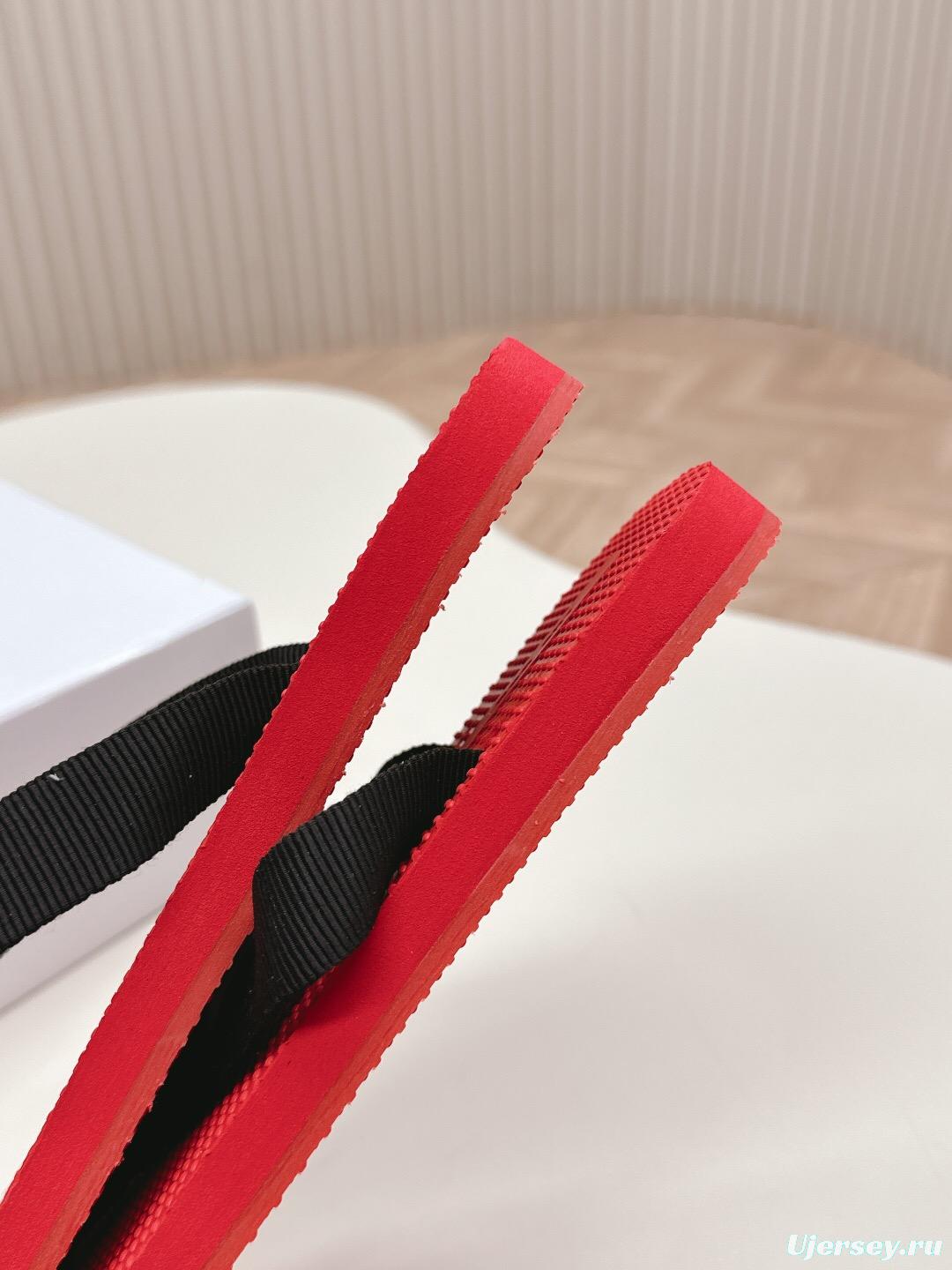 2025 The Row Red Black Rubber Slippers