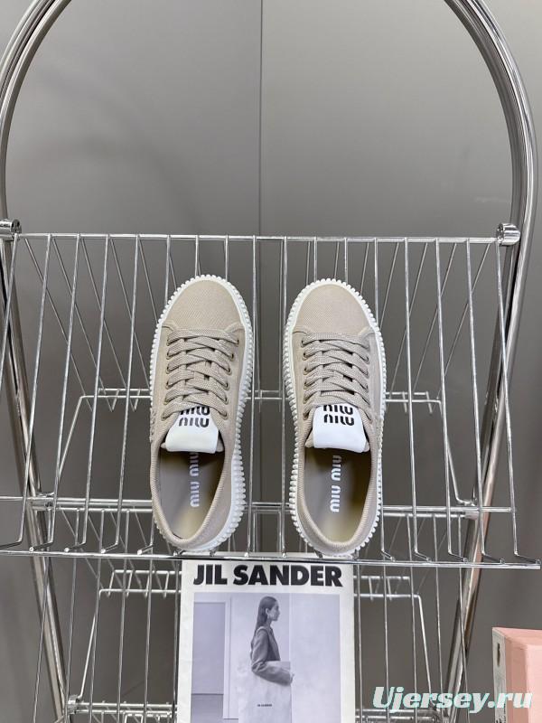 2025 Women Miu Miu Beige Canvas Sneakers LY