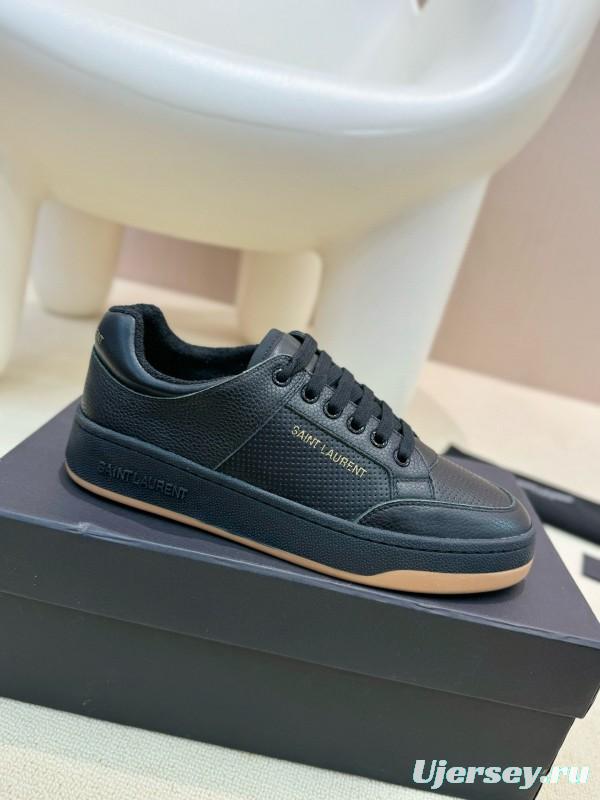 2024 Unisex Yves Saint Laurent Black Gold Leather Casual Shoes Laser Cut MJ00350