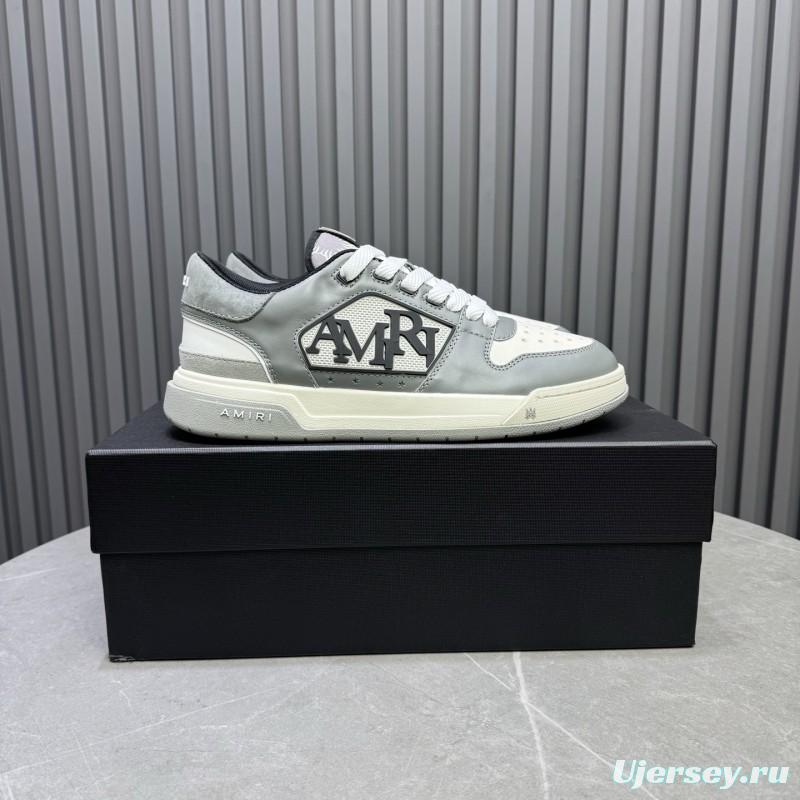 2025 Unisex Amiri White Grey Leather Sneakers MJ00360