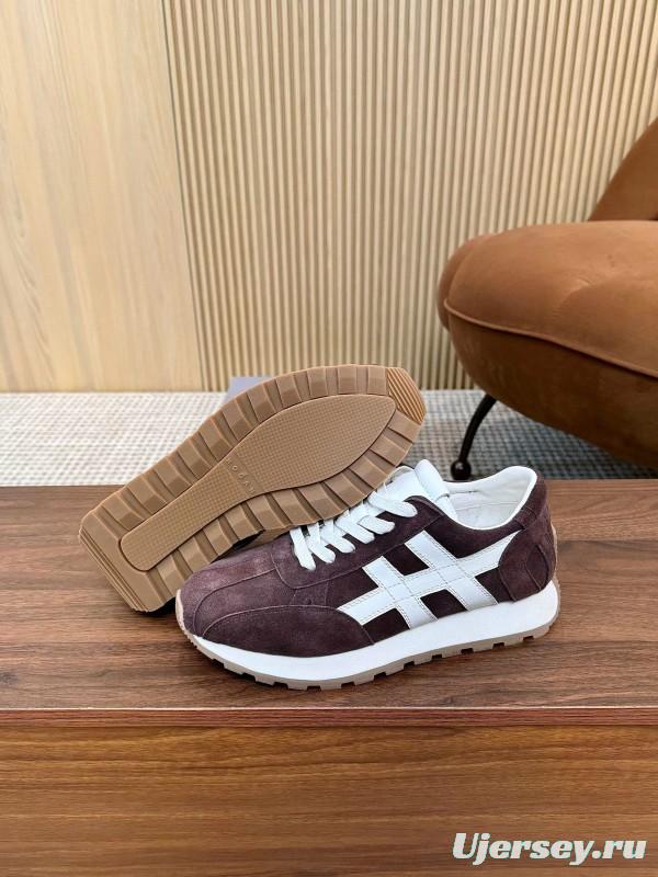 2025 Unisex HOGAN Burgundy White Suede Leather Sneakers