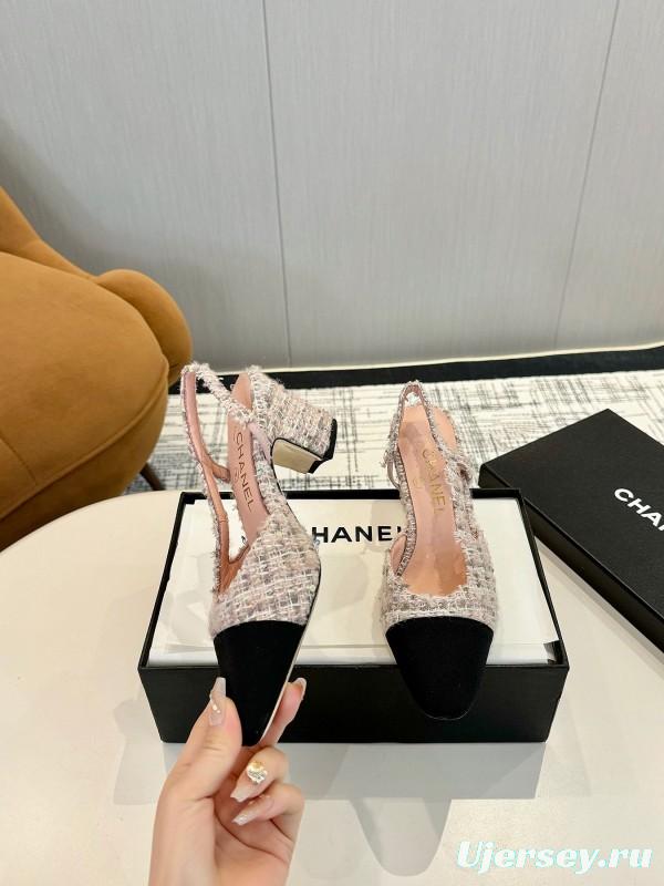 2025 Women Chanel Beige Black Tweed Leather Ballet Flats LY00240