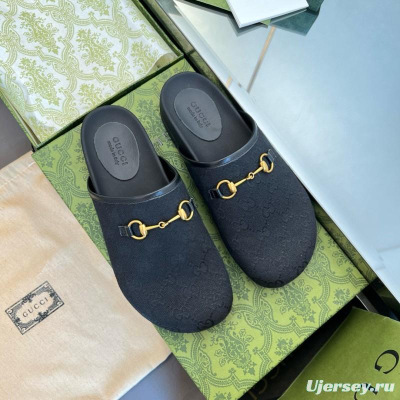 2024 Slippers Gucci Black Leather Slippers MJ00280