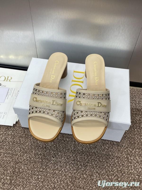 2025 Women Dior Beige Leather Sandals