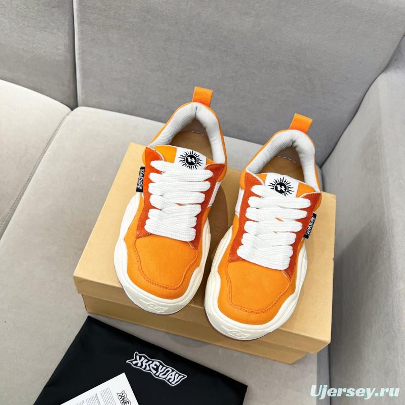 2025 Women HEYDAY Orange White Suede Canvas Wave Sneakers KFY00260