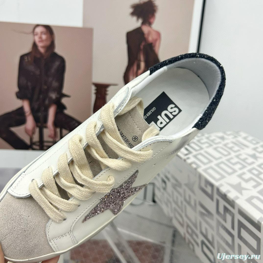 2025 Women GGDB White Black Glitter Leather Sneaker