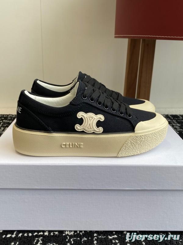 2025 Women Celine Black Canvas Sneakers CR-03
