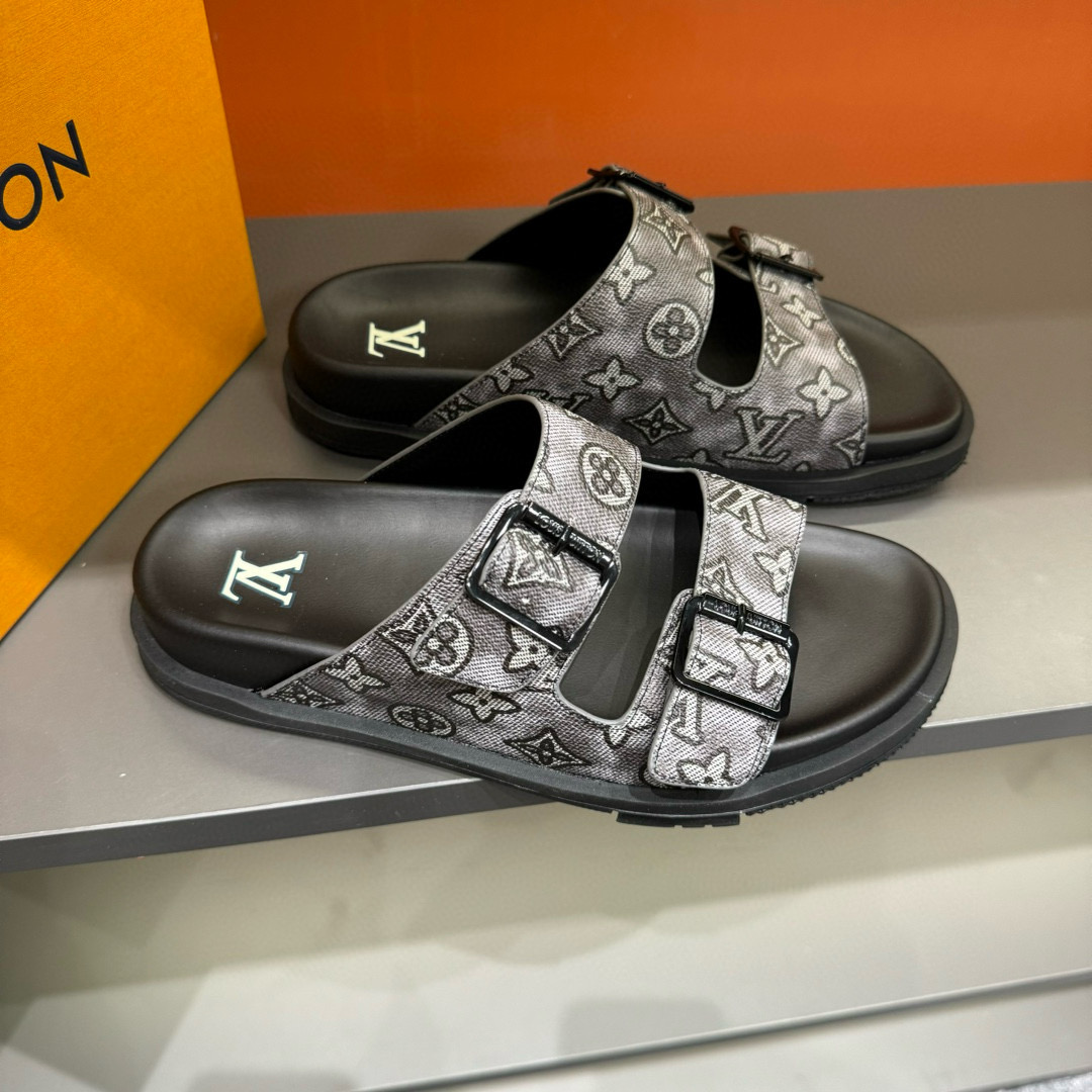 2024 Slippers Louis Vuitton Gray Leather Slippers MJ00210