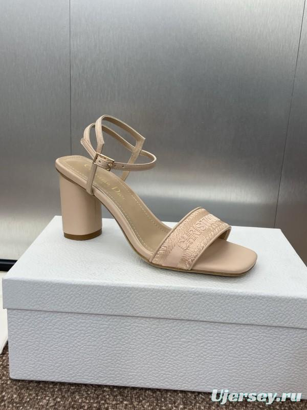 2025 Women Dior Beige Calfskin Heel Embroidery KFY00280