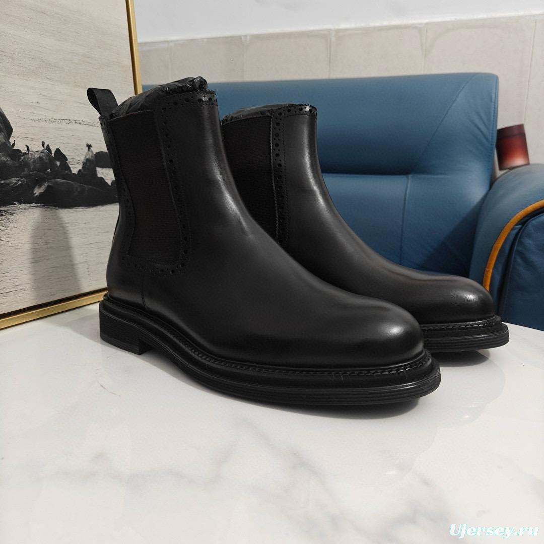 2024 Men Dolce & Gabbana Black Leather Ankle Boots