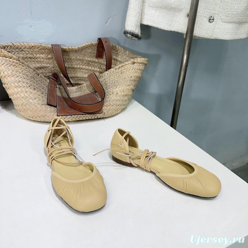 2025 Women LEMAIRE Light Yellow Lambskin Mary Jane Lace-up KFY00300