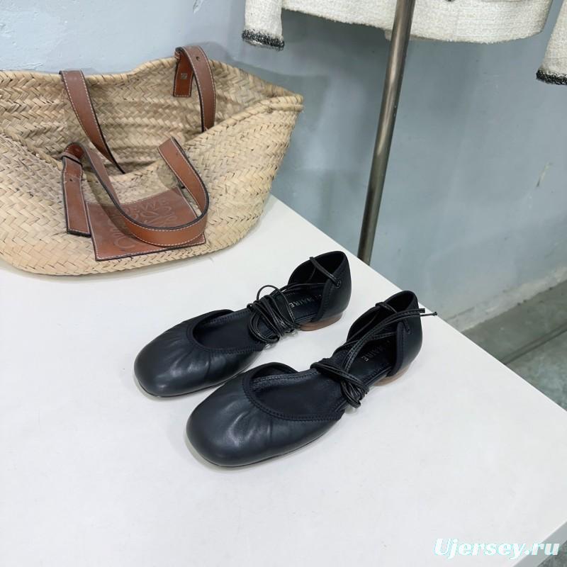 2025 Women LEMAIRE Black Calf Leather Mary Jane Lace-up KFY00300