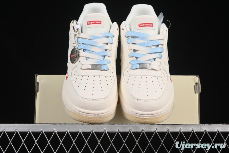 Nike Air Force 1 '07 Low Supreme Collaboration Two-Tone Beige Blue Casual Skate Shoes - XX3168-179